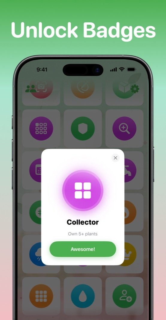 Hari app showing achievement badges collection